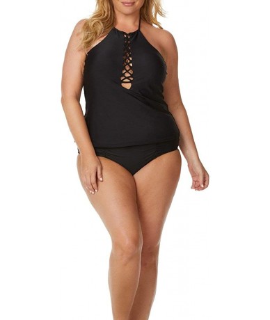 Sets Samba Radar High Neck Halter Tankini Top - Black - CE18MDHDITL $47.56