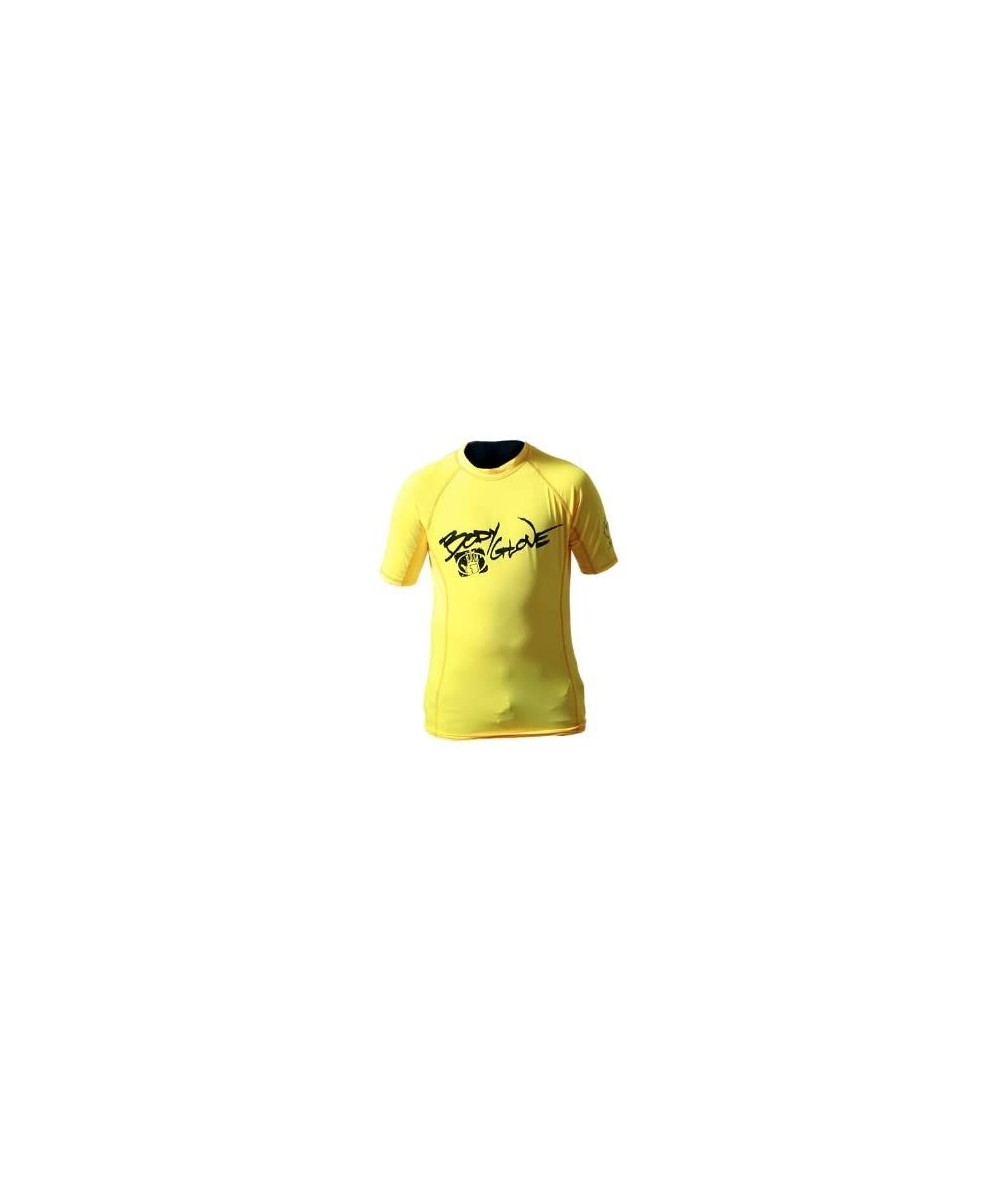 Rash Guards Basic Deluxe Junior's Short Sleeve Lycra Rashguard Shirt - Yellow - C3111GIRMV7 $28.19