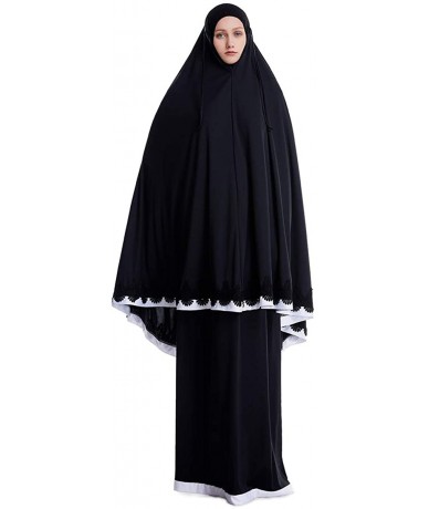 Cover-Ups Women's All-Cover Muslim Dress Set Classic Praying Clothes Saudi Arab Lady Soft Abaya Ethnic Clothes- 2pcs(top+Dres...