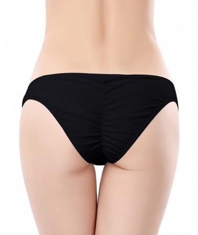 Bottoms Women's Swimwear Swim Shorts Briefs Cheeky Ruched Hipster Bikini Bottoms - Manhattan Black - CY1850MKMH5 $32.19