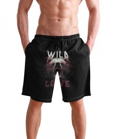 Board Shorts Men's Quick Dry Swim Trunks with Pockets 3D Printed Pattern Beach Board Shorts Bathing Suits - Wild Love Bear Pa...