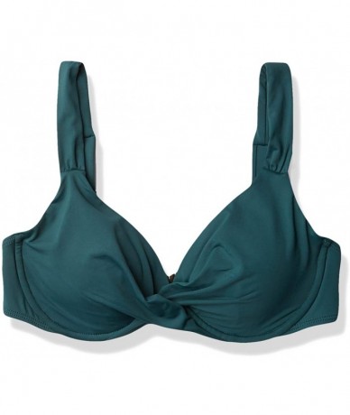 Tops Women's Over The Shoulder Underwire Twist Sexy Bikini Swim Top - Eucalyptues Green - CI18ZQ6ATAR $76.41