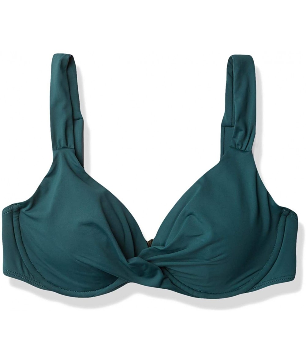 Tops Women's Over The Shoulder Underwire Twist Sexy Bikini Swim Top - Eucalyptues Green - CI18ZQ6ATAR $76.41