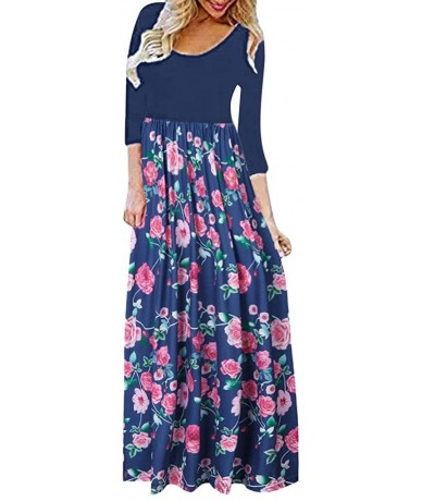 Racing Womens Maxi Dress- Ladies Loose Long Dress Party Dress - Blue-3 - CT18X046G4A $59.11