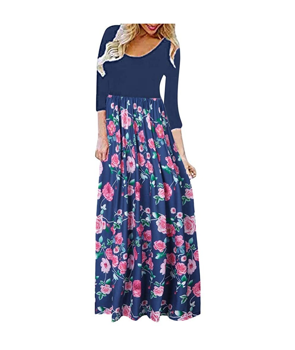 Racing Womens Maxi Dress- Ladies Loose Long Dress Party Dress - Blue-3 - CT18X046G4A $59.11