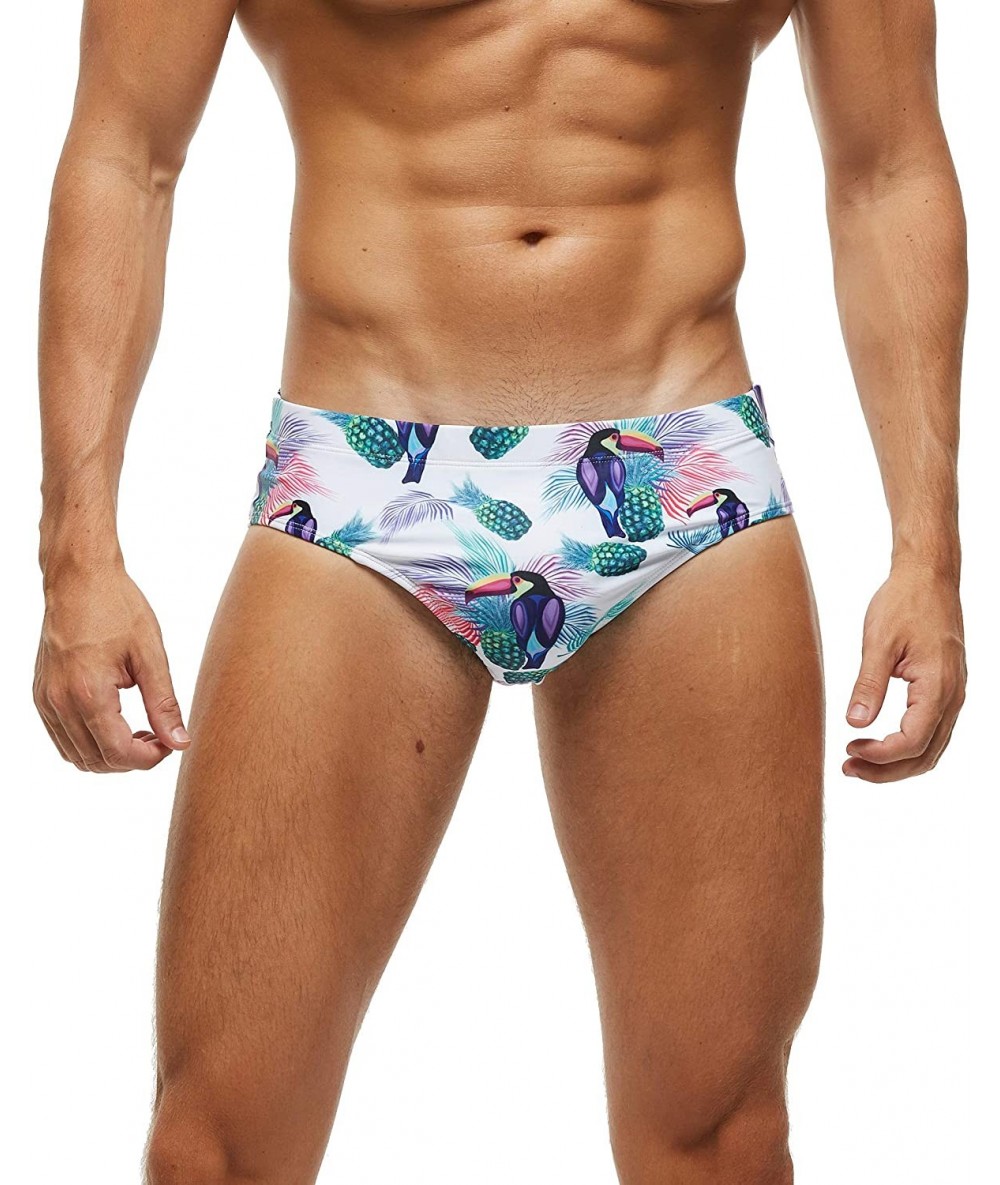 Briefs Mens Swimsuits Swim Trunks Short Swimming Boxer Briefs - Quick Dry Mesh Lining - Pineapple - C4195LK4442 $40.34