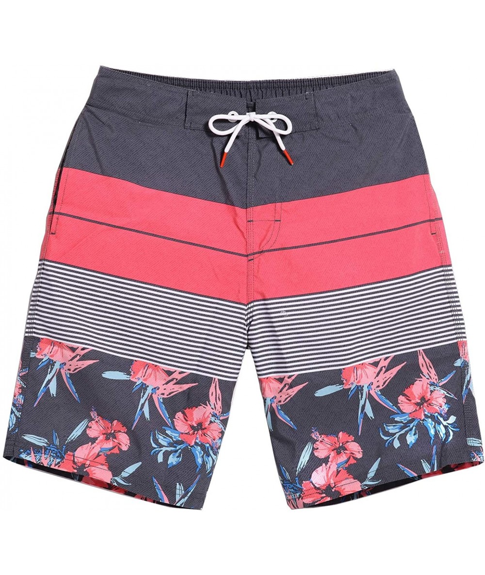 Board Shorts Mens Swim Trunks Quick Dry Beachwear Board Shorts Swimwear with Mesh Lining - Splice Pink - CU18TYW8MY6 $31.56