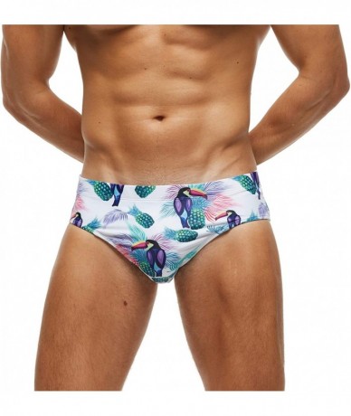 Briefs Mens Swimsuits Swim Trunks Short Swimming Boxer Briefs - Quick Dry Mesh Lining - Pineapple - C4195LK4442 $40.34