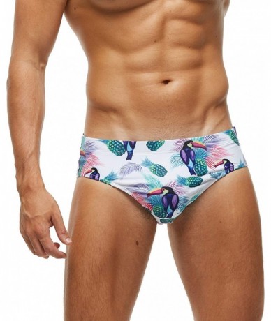 Briefs Mens Swimsuits Swim Trunks Short Swimming Boxer Briefs - Quick Dry Mesh Lining - Pineapple - C4195LK4442 $40.34