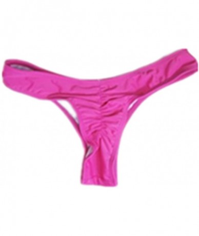 Tankinis Women's Sexy Hot Summer Ruched Bikini Bottom Thong Swimwear - Hot Pink - CM17YELX8HS $25.31