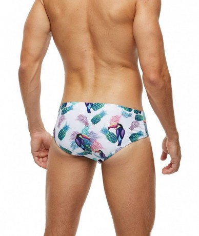 Briefs Mens Swimsuits Swim Trunks Short Swimming Boxer Briefs - Quick Dry Mesh Lining - Pineapple - C4195LK4442 $40.34