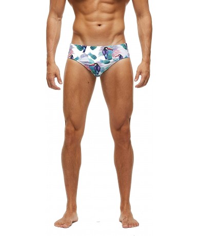 Briefs Mens Swimsuits Swim Trunks Short Swimming Boxer Briefs - Quick Dry Mesh Lining - Pineapple - C4195LK4442 $40.34