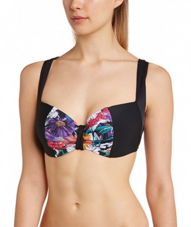 Tops Annalise Moulded Balconnet Bikini Swim Top (SW0842) - Black Floral - CD11LEH0PRD $68.98