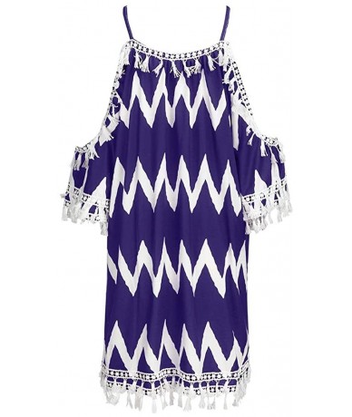 Board Shorts Women Off Shoulder Dress Tassel Short Cocktail Party Beach Dress Sundress - Purple-1 - CX18TOS8XD7 $33.66