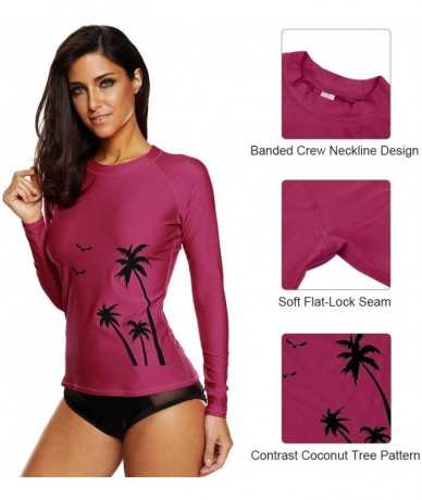 Rash Guards Women Rashguard Shirt Long Sleeve Swimsuit Surf Shirt UPF 50 Swimwear - Purple Red - CU18O7944HH $45.42