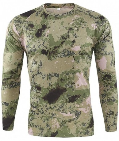 Board Shorts Men's Sport Tops Autumn Camouflage Quick Dry Sweat Long Sleeve Training Shirt - Green - CT18YKZ6MGD $29.41