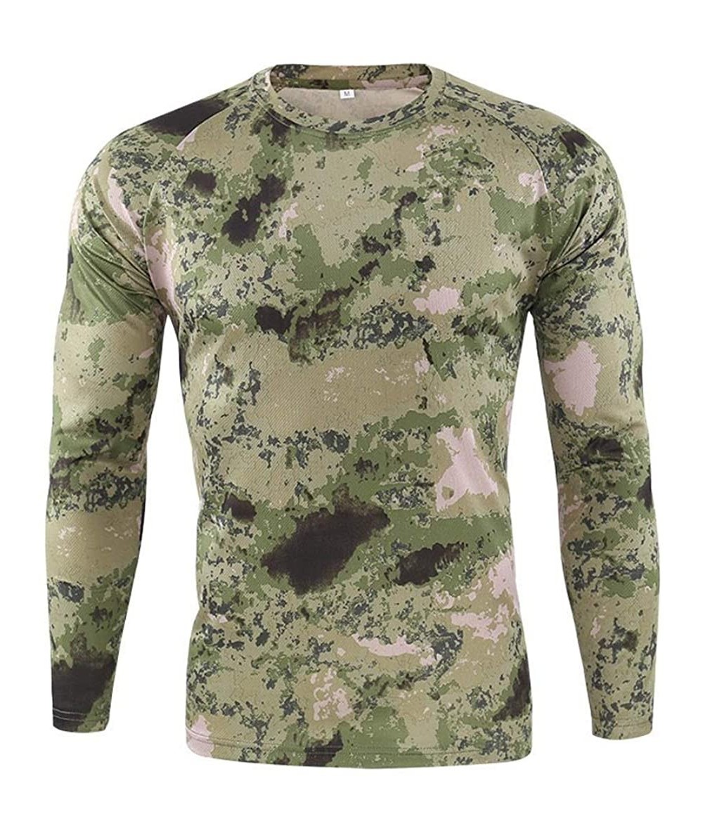 Board Shorts Men's Sport Tops Autumn Camouflage Quick Dry Sweat Long Sleeve Training Shirt - Green - CT18YKZ6MGD $29.41