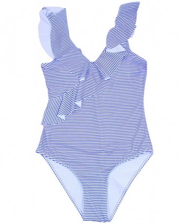 One-Pieces Women's Swimsuit Suit deep v Stripe Monokini Floral One Piece Swimwear Plus Size - C-blue Stripe2 - CU18XWOZD7N $5...