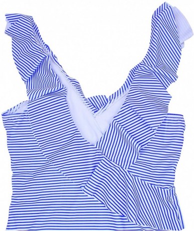 One-Pieces Women's Swimsuit Suit deep v Stripe Monokini Floral One Piece Swimwear Plus Size - C-blue Stripe2 - CU18XWOZD7N $5...