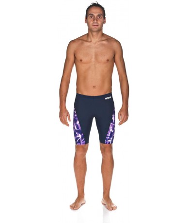 Racing Men's Shattered Glass MaxLife Panel Jammer Swimsuit - Purple - CL18UKLK4AY $82.49