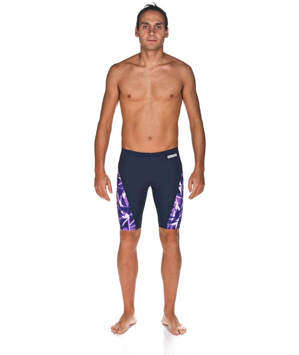 Racing Men's Shattered Glass MaxLife Panel Jammer Swimsuit - Purple - CL18UKLK4AY $82.49