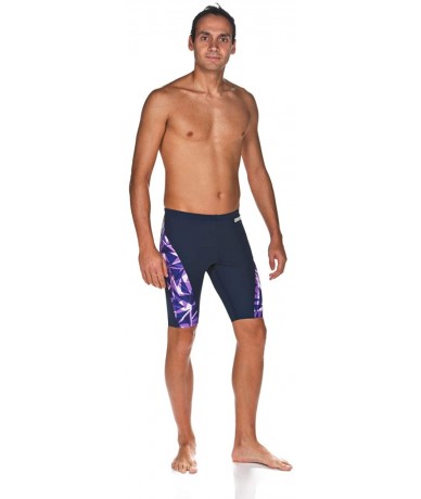 Racing Men's Shattered Glass MaxLife Panel Jammer Swimsuit - Purple - CL18UKLK4AY $82.49