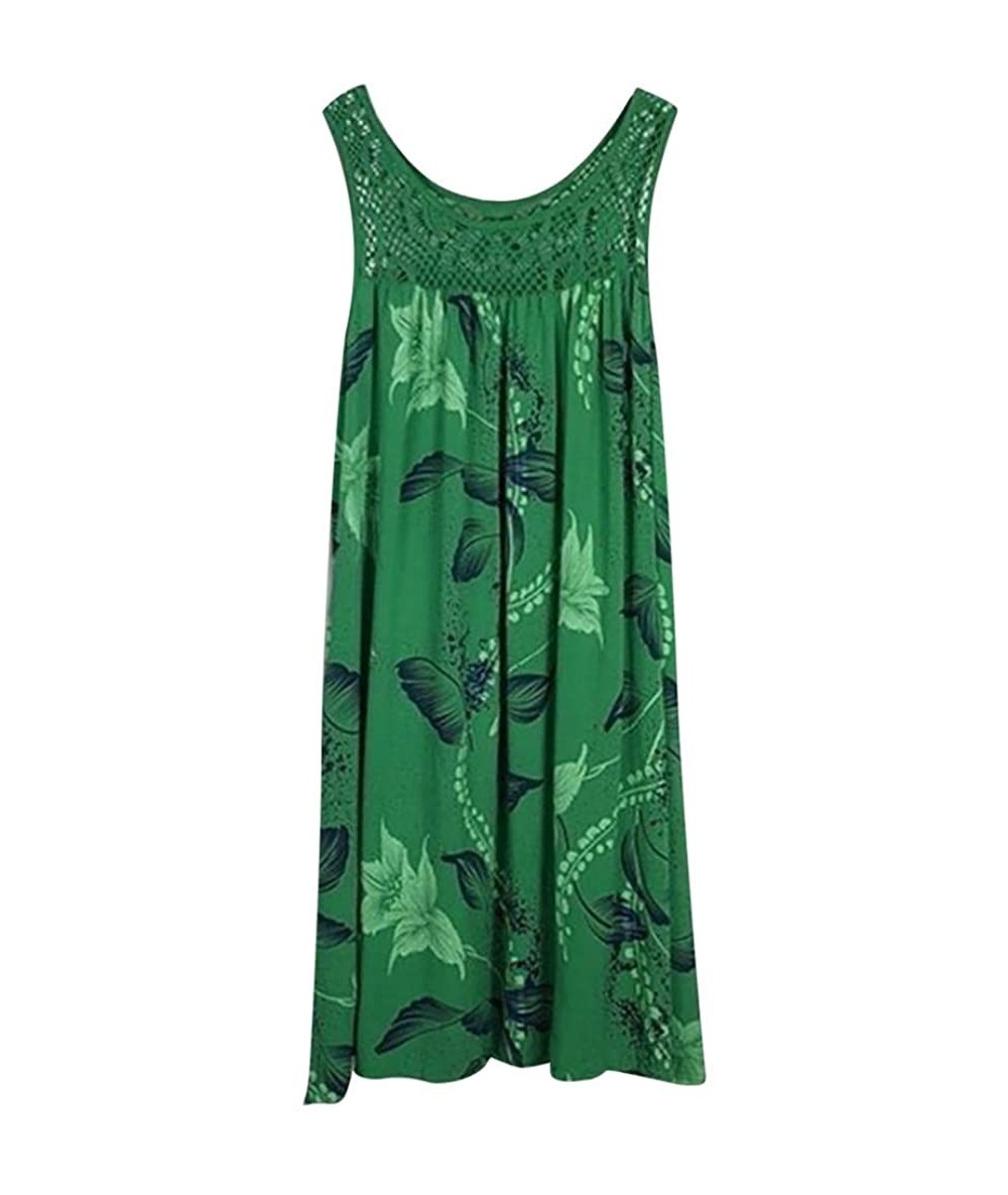 Cover-Ups Women Dress Women's Summer Dresses Womens Plus Size Midi Dress Loose Shift Sleeveless Tank Vest Sun Dress Z 3 Green...