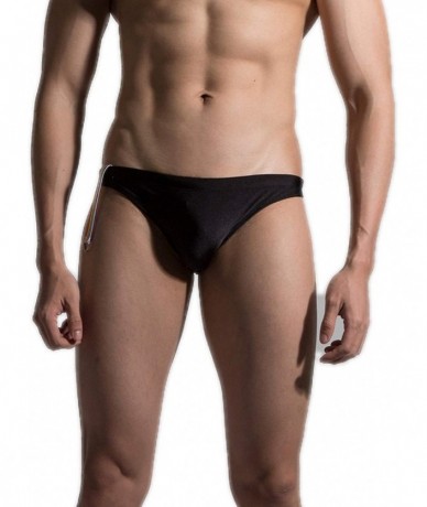 Briefs Men's Swimwear Solid Sexy Swimsuit Briefs Summer Bikini Swimming Trunks 3926 - Black - CH18WOEUMSZ $35.44