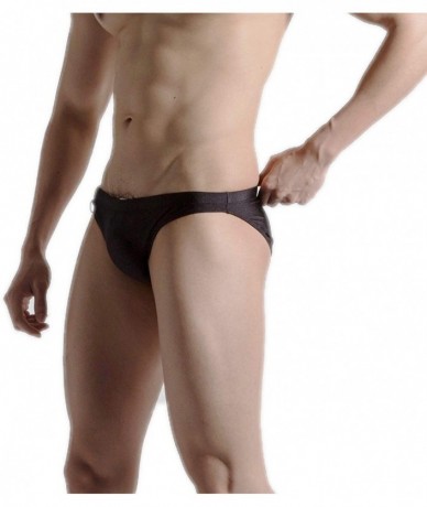 Briefs Men's Swimwear Solid Sexy Swimsuit Briefs Summer Bikini Swimming Trunks 3926 - Black - CH18WOEUMSZ $35.44