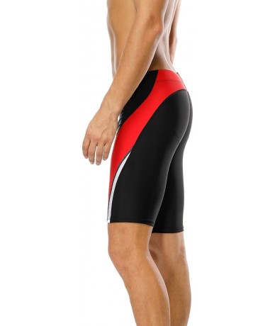 Board Shorts Men's Swim Trunks Surfing Sport Shorts Tights Jammer Swimsuit Black - Spliced/Red - CC18DZR85Y8 $30.38