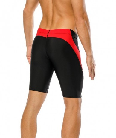 Board Shorts Men's Swim Trunks Surfing Sport Shorts Tights Jammer Swimsuit Black - Spliced/Red - CC18DZR85Y8 $30.38