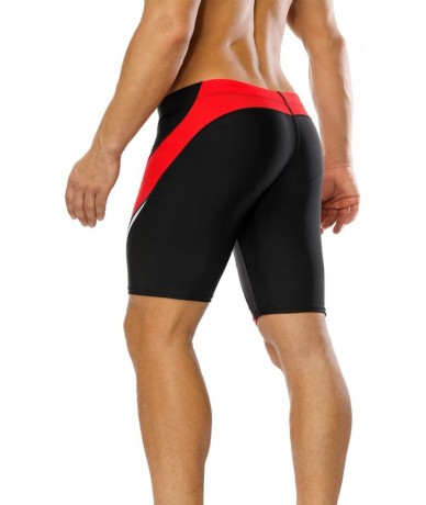 Board Shorts Men's Swim Trunks Surfing Sport Shorts Tights Jammer Swimsuit Black - Spliced/Red - CC18DZR85Y8 $30.38