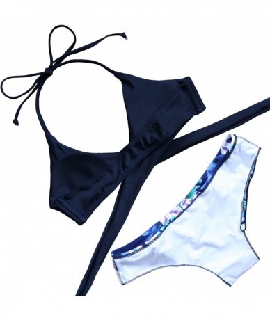 Sets Womens Padded Push-up Bikini Set Bathing Suits Two Pieces Swimsuit - Navy - CR17Z2ZC07O $24.83