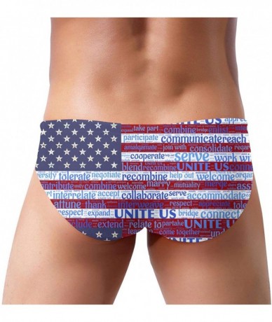 Briefs Men's Sexy Various Flag Printing Low Rise Briefs Bikini Swimwear Swimsuit with Drawstring - Us Flag Unity Community Un...