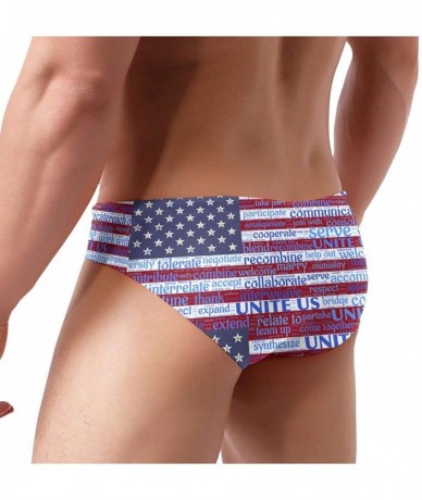 Briefs Men's Sexy Various Flag Printing Low Rise Briefs Bikini Swimwear Swimsuit with Drawstring - Us Flag Unity Community Un...