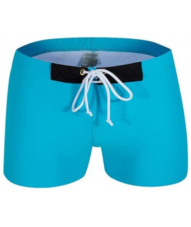 Racing Mens Shorts Swimsuits Square Leg Swimming Boxer Briefs Beach Swim Trunks - Blue - CX18O3KHCG2 $36.10