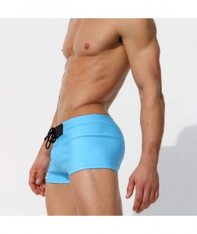 Racing Mens Shorts Swimsuits Square Leg Swimming Boxer Briefs Beach Swim Trunks - Blue - CX18O3KHCG2 $36.10