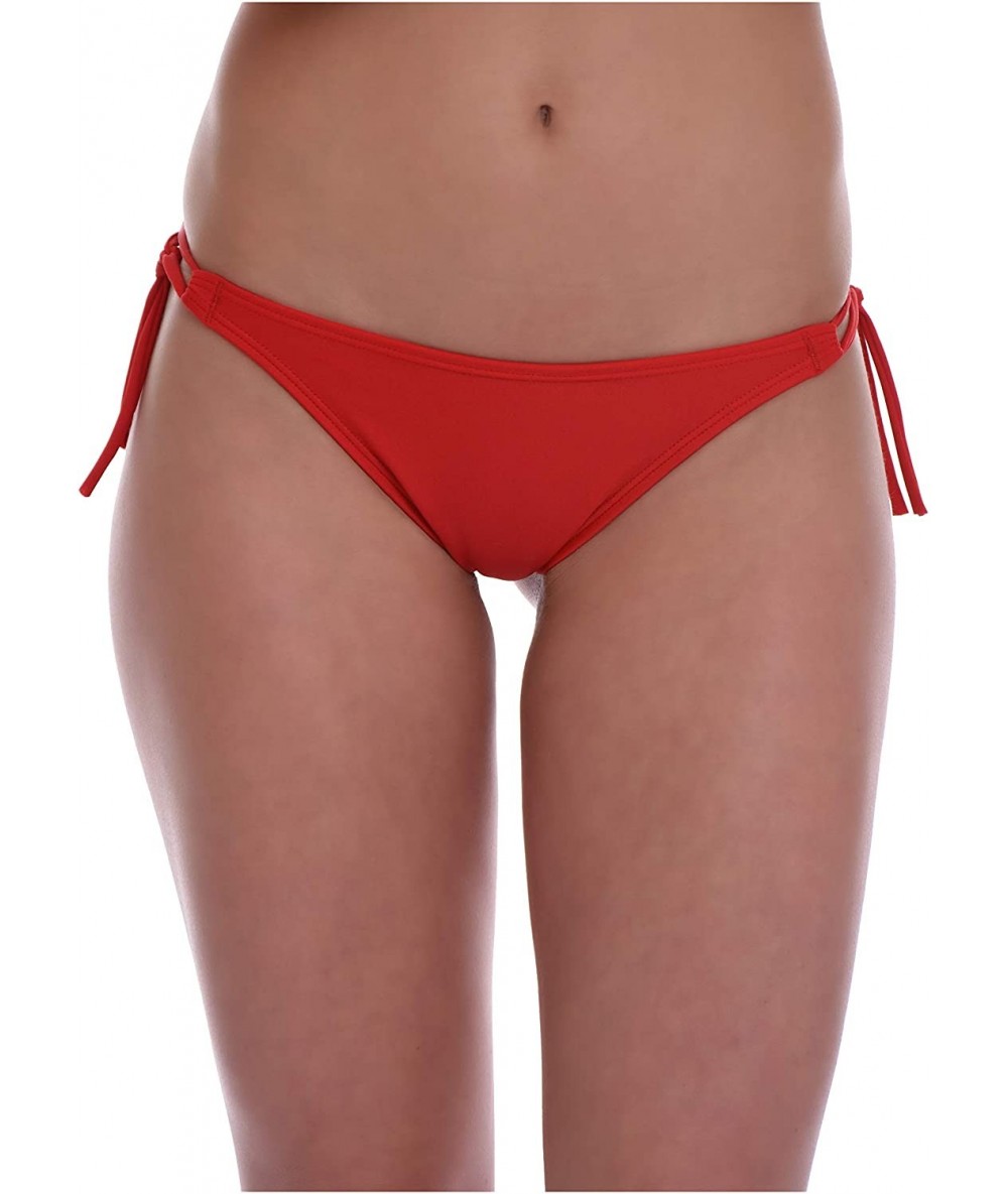 Tankinis Sexy Women's Bikini Bottom Thong Thin tie Side - Made in EU Lady Swimwear 100 - Red - CS195KW5XRA $25.54