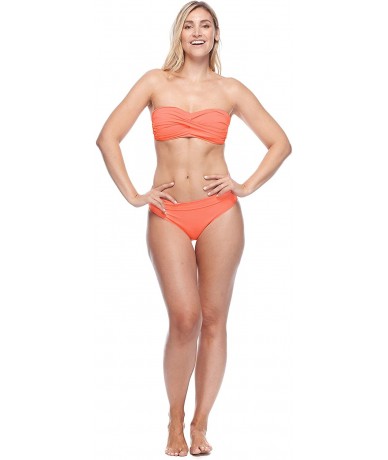 Tops Women's Emma Bandeau Bikini Top Swimsuit with Twist Front Detail - Apricot - CF18Z06I65K $38.47