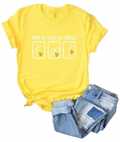 Tops Letter Print Oversized Short Sleeve Women's Shirt - G-yellow - CY19644ZCUX $25.96