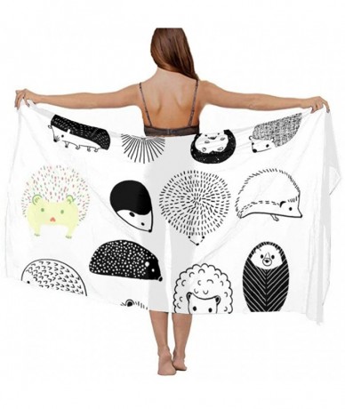 Cover-Ups Women Chiffon Scarf Sunscreen Shawl Wrap Swimsuit Cover Up Beach Sarongs - Hedgehog - CZ19C6MYILC $44.75