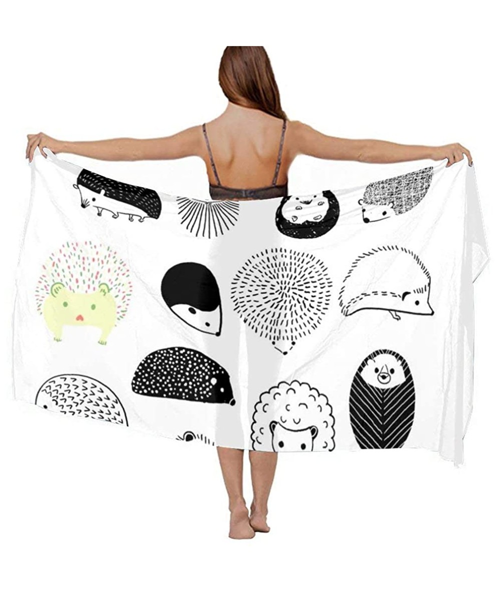 Cover-Ups Women Chiffon Scarf Sunscreen Shawl Wrap Swimsuit Cover Up Beach Sarongs - Hedgehog - CZ19C6MYILC $44.75