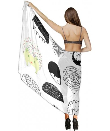 Cover-Ups Women Chiffon Scarf Sunscreen Shawl Wrap Swimsuit Cover Up Beach Sarongs - Hedgehog - CZ19C6MYILC $44.75