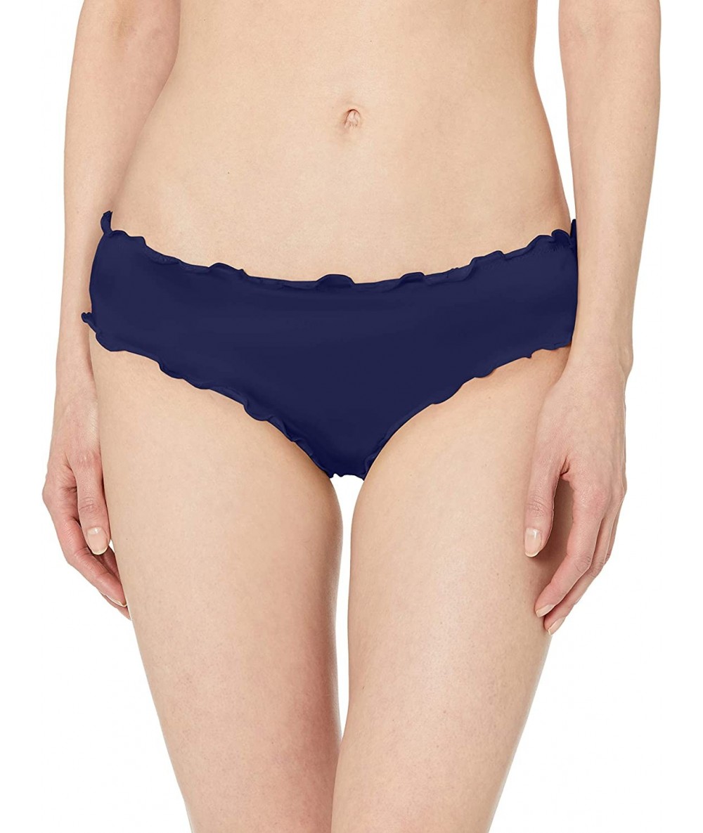 Sets Junior's Ruffled Solid Hipster Bikini Bottom - Navy//Cross Stitch & Stones - CY18I3EGO4R $42.25