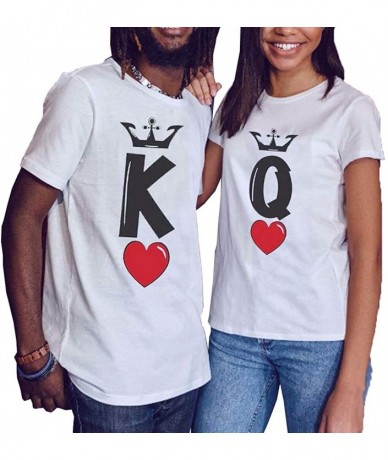 Cover-Ups King and Queen White Matching Couple T-Shirts Crowns Heart Print His & Her Shirt Valentine's Day Shirt - Style 2 - ...