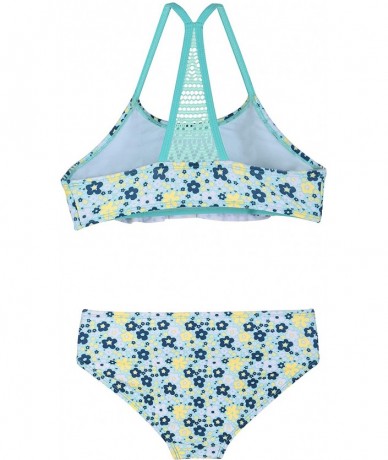 Sets Girl's Two Piece Swimsuit Floral Bikini Set Flounce Bathing Suit - Green&yellow Floral - CC18G3ESSAN $34.62