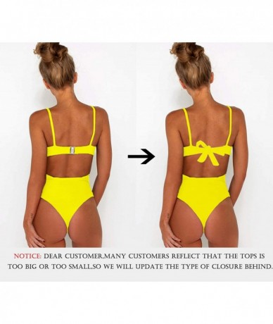 Sets Women's Sexy Criss Cross High Waisted Cut Out One Piece Monokini Swimsuit - Yellow - CV18RQT72TG $45.21