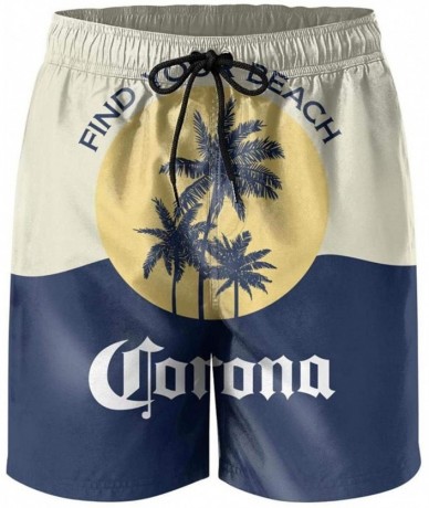 Trunks Men Waterproof Swim Trunks Quick Dry Corona-Extra-Beer-Alcohol-Drink-Blue- Beach Shorts Beach Wear with Pockets - Coro...