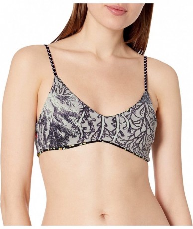 Tops Women's Rocks Bralette Reversible Bikini Top Swimsuit - Mahalo Black Ditsy Floral - C418YSICXRW $71.51