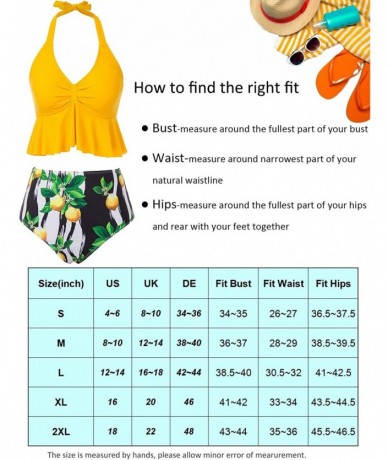 One-Pieces Women's One Piece Swimsuit Deep V Lace Up Ruffled Bathing Suit Solid Swimwear - Yellow-sets - CP193XG60YR $35.52